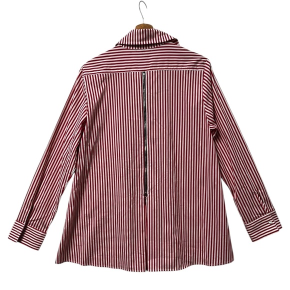 Comfy USA Red Striped Cotton Stretch Relaxed Casual Shirt Top Womens Medium - Picture 5 of 5